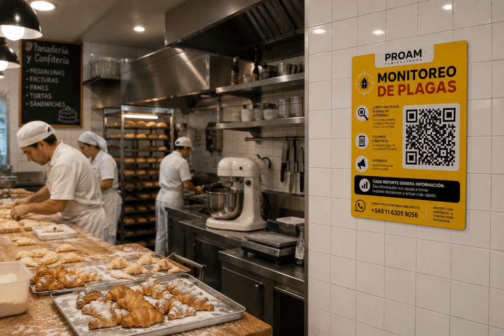 Punto de monitoreo PROAM instalado en una panadería en funcionamiento